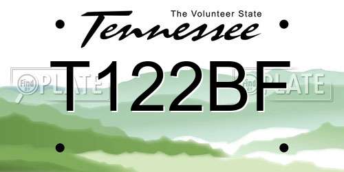 T122BF Tennessee License Plate