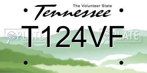 T124VF Tennessee License Plate