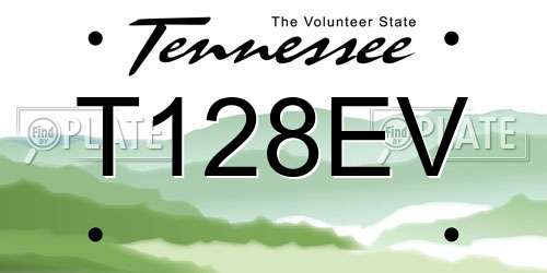 T128EV Tennessee License Plate