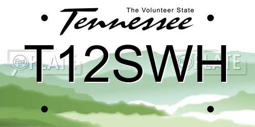 T12SWH Tennessee License Plate
