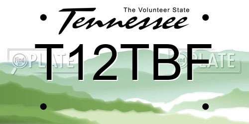 T12TBF Tennessee License Plate