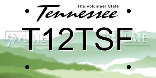 T12TSF Tennessee License Plate