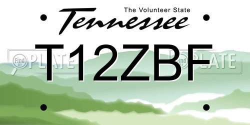 T12ZBF Tennessee License Plate