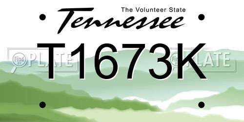 T1673K Tennessee License Plate