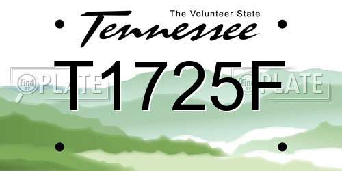 T1725F Tennessee License Plate