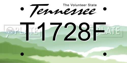T1728F Tennessee License Plate
