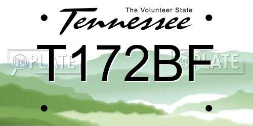 T172BF Tennessee License Plate