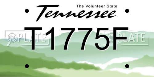 T1775F Tennessee License Plate