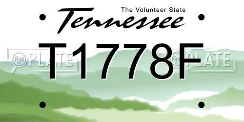 T1778F Tennessee License Plate