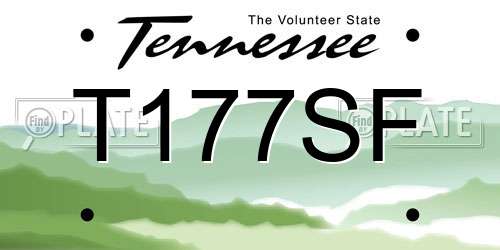 T177SF Tennessee License Plate