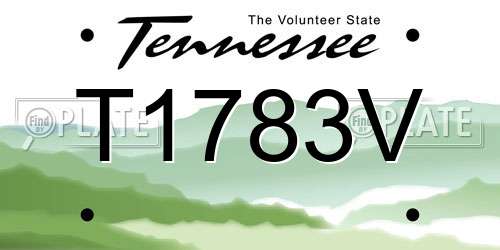 T1783V Tennessee License Plate
