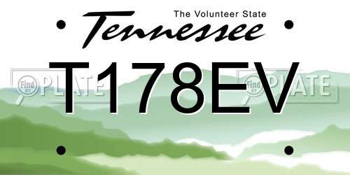 T178EV Tennessee License Plate