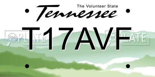T17AVF Tennessee License Plate