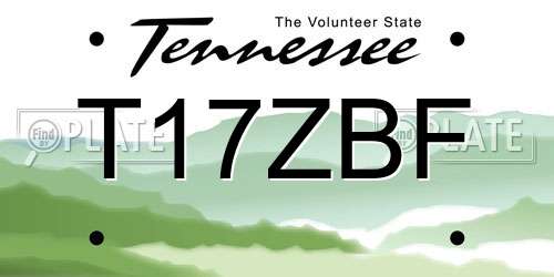 T17ZBF Tennessee License Plate