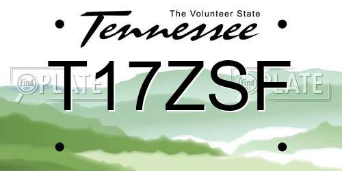 T17ZSF Tennessee License Plate