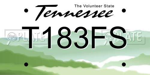 T183FS Tennessee License Plate