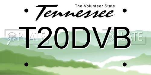 T20DVB Tennessee License Plate