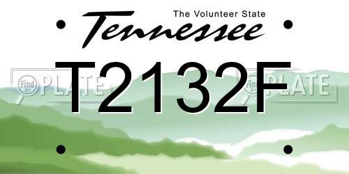 T2132F Tennessee License Plate