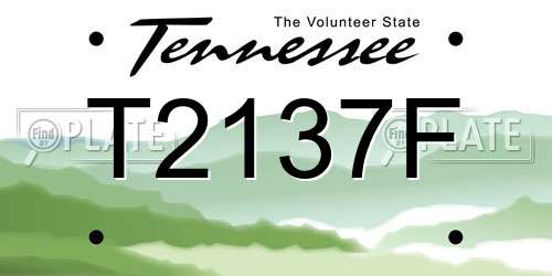 T2137F Tennessee License Plate