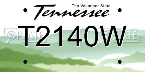 T2140W Tennessee License Plate