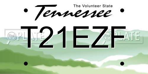 T21EZF Tennessee License Plate