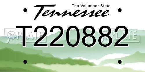T220882 Tennessee License Plate