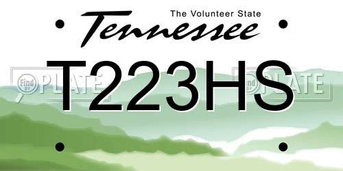 T223HS Tennessee License Plate