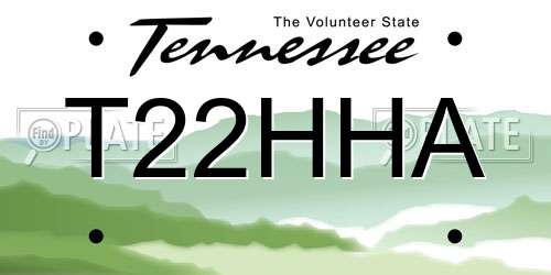 T22HHA Tennessee License Plate