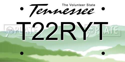 T22RYT Tennessee License Plate