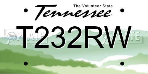 T232RW Tennessee License Plate