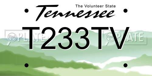 T233TV Tennessee License Plate