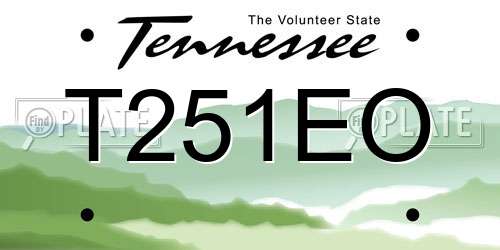 T251EO Tennessee License Plate