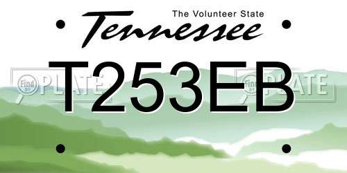T253EB Tennessee License Plate