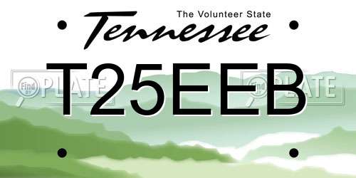T25EEB Tennessee License Plate