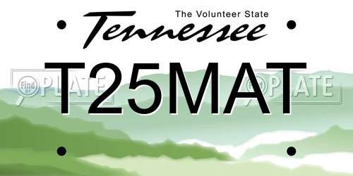 T25MAT Tennessee License Plate