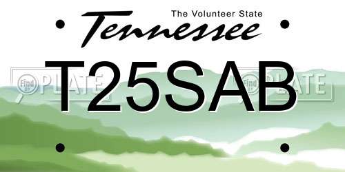 T25SAB Tennessee License Plate