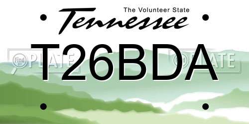 T26BDA Tennessee License Plate