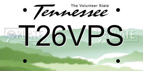 T26VPS Tennessee License Plate