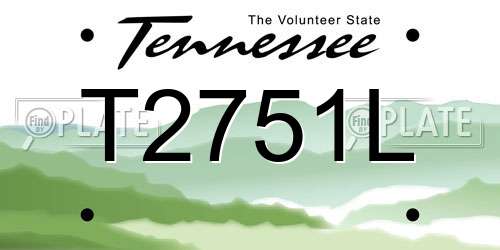 T2751L Tennessee License Plate