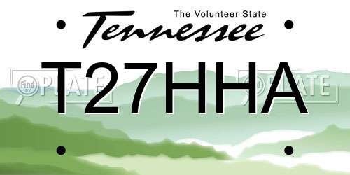 T27HHA Tennessee License Plate