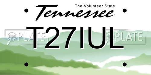T27IUL Tennessee License Plate