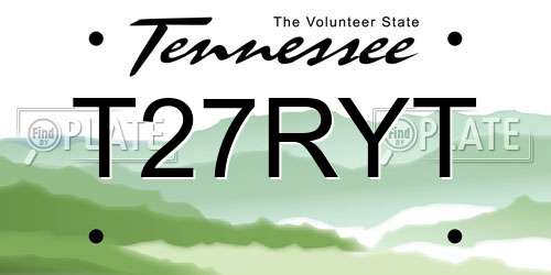 T27RYT Tennessee License Plate