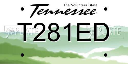 T281ED Tennessee License Plate
