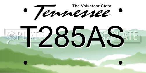 T285AS Tennessee License Plate