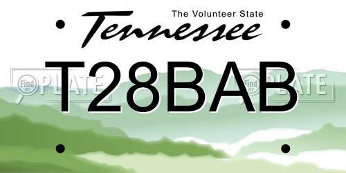T28BAB Tennessee License Plate
