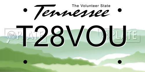 T28VOU Tennessee License Plate