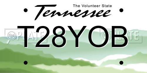 T28YOB Tennessee License Plate