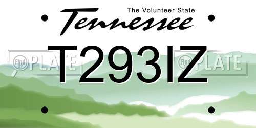 T293IZ Tennessee License Plate