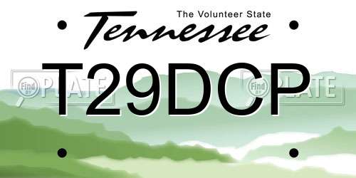 T29DCP Tennessee License Plate