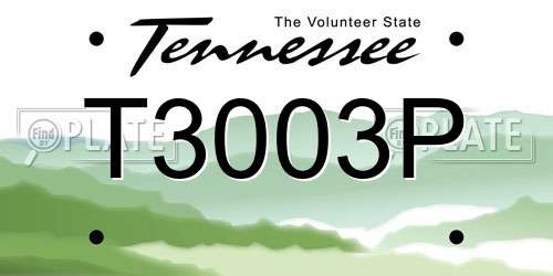 T3003P Tennessee License Plate